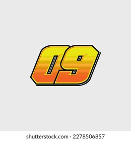 Number vector for sports and racing number 09