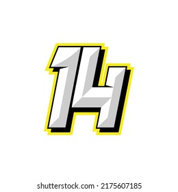 Number vector for sports and racing number 14