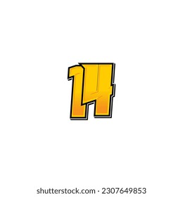 Number vector for sports and racing number 14