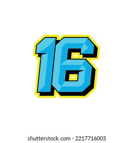 Number vector for sports and racing number 16