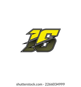 Number vector for sports and racing number 16