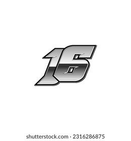 Number vector for sports and racing number 16