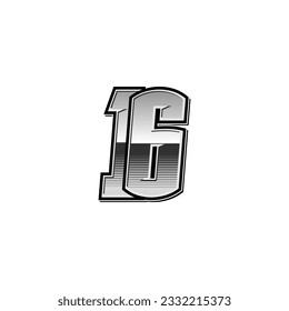 Number vector for sports and racing number 16