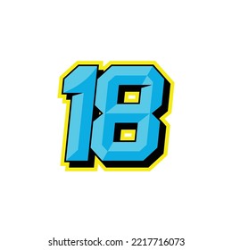 Number vector for sports and racing number 18