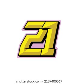 Number Vector Sports Racing Number 21 Stock Vector (Royalty Free ...