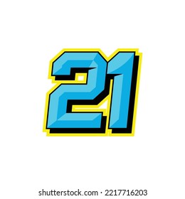 Number Vector For Sports And Racing Number 21