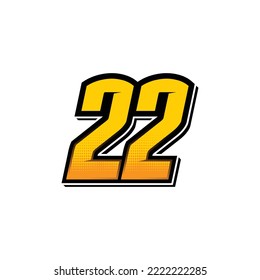 Number vector for sports and racing number 22