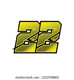 Number vector for sports and racing number 22