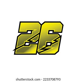 Number vector for sports and racing number 26
