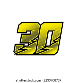 Number vector for sports and racing number 30