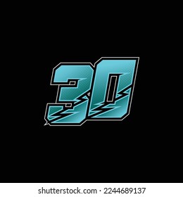 Number vector for sports and racing number 30