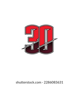 Number vector for sports and racing number 30