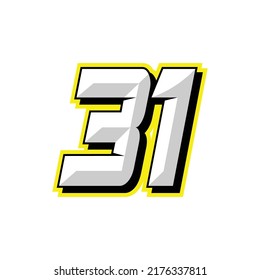Number vector for sports and racing number 31