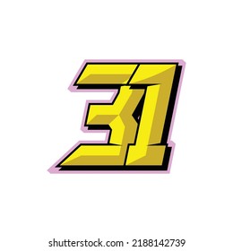 Number vector for sports and racing number 31