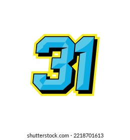 Number vector for sports and racing number 31
