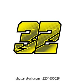 Number vector for sports and racing number 32