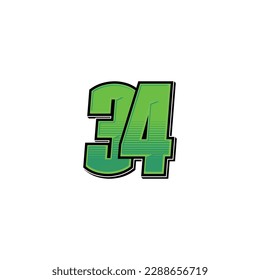 Number vector for sports and racing number 34