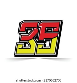 Number Vector Sports Racing Number 35 Stock Vector (Royalty Free ...