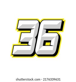 Number Vector Sports Racing Number 36 Stock Vector (Royalty Free ...