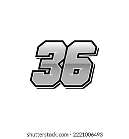 Number vector for sports and racing number 36
