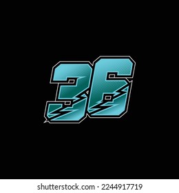 Number vector for sports and racing number 36