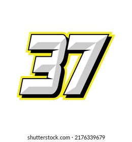 Number Vector Sports Racing Number 37 Stock Vector (Royalty Free ...