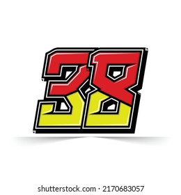 Number Vector Sports Racing Number 38 Stock Vector (Royalty Free ...