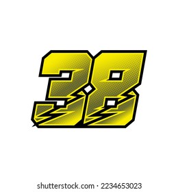 Number vector for sports and racing number 38