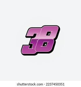 Number vector for sports and racing number 38