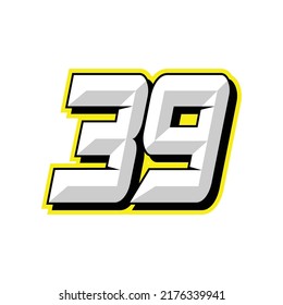 Number Vector Sports Racing Number 39 Stock Vector (Royalty Free ...