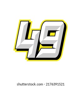 Number Vector Sports Racing Number 49 Stock Vector (royalty Free 