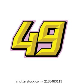 Number Vector Sports Racing Number 49 Stock Vector (Royalty Free ...