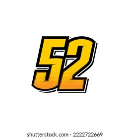 Number vector for sports and racing number 52