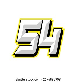 Number Vector Sports Racing Number 54 Stock Vector (Royalty Free ...