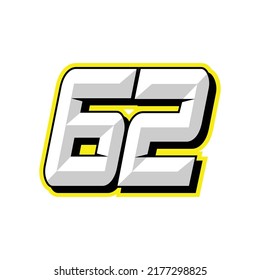 Number vector for sports and racing number 62