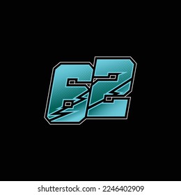 Number vector for sports and racing number 62