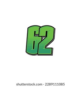 Number vector for sports and racing number 62