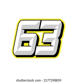 Number Vector Sports Racing Number 63 Stock Vector (royalty Free 