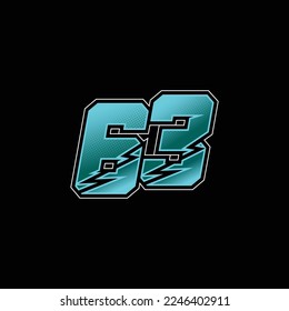 Number vector for sports and racing number 63
