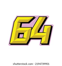 Number vector for sports and racing number 64