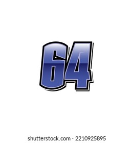Number vector for sports and racing number 64