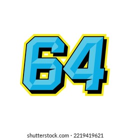 Number vector for sports and racing number 64