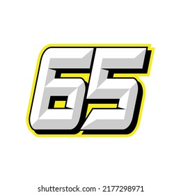 Number vector for sports and racing number 65