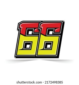 Number vector for sports and racing number 66