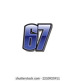 Number vector for sports and racing number 67