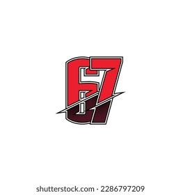 Number vector for sports and racing number 67