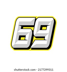 Number Vector Sports Racing Number 69 Stock Vector (Royalty Free ...