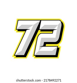 Number vector for sports and racing number 72