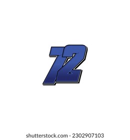 Number vector for sports and racing number 72
