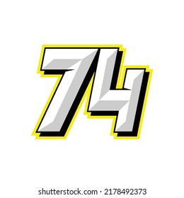 Number Vector Sports Racing Number 74 Stock Vector (Royalty Free ...